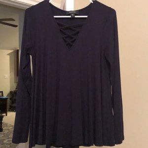 Karen Kane Navy criss cross swing top size S